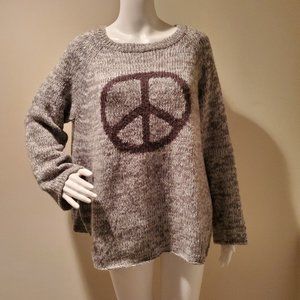 Wooden Ships Gray Peace Sign Sweater M/L